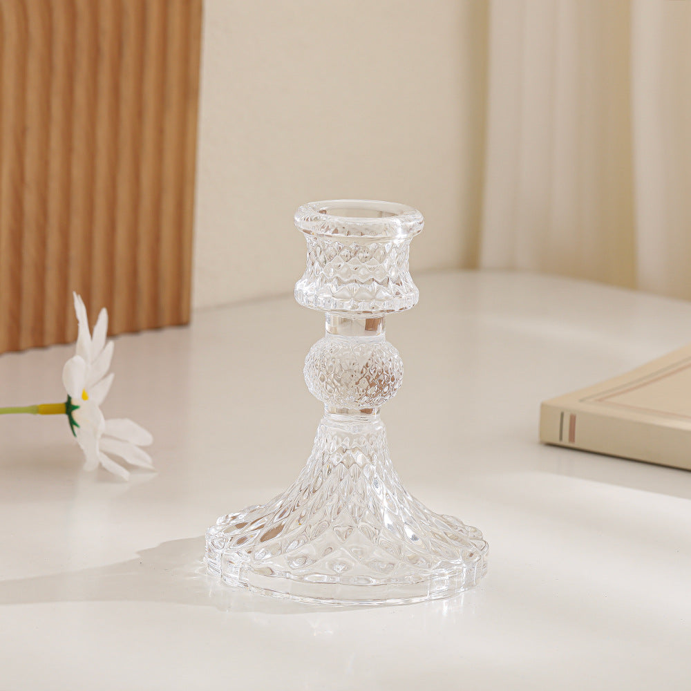 Kristallschnitt-Glas-Teelichthalter mit geripptem Fuß Karnz