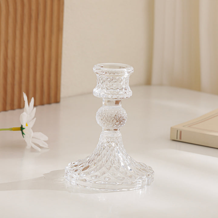 Kristallschnitt-Glas-Teelichthalter mit geripptem Fuß Karnz