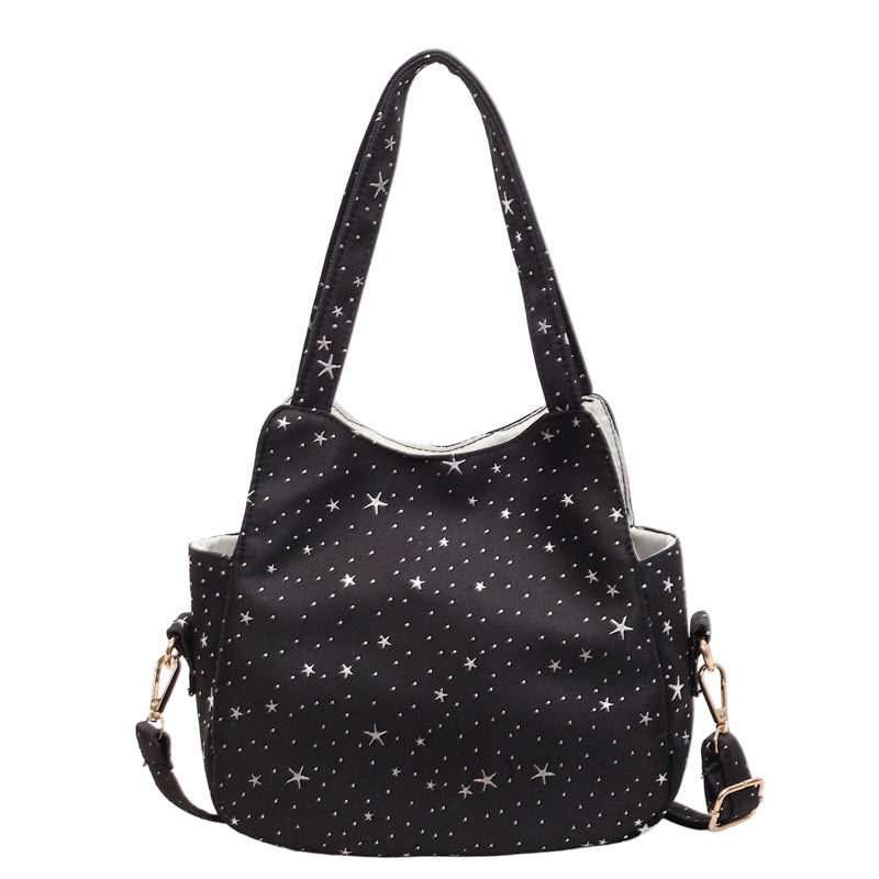WoStar-Mustered Canvas Hobo Tasche Karnz