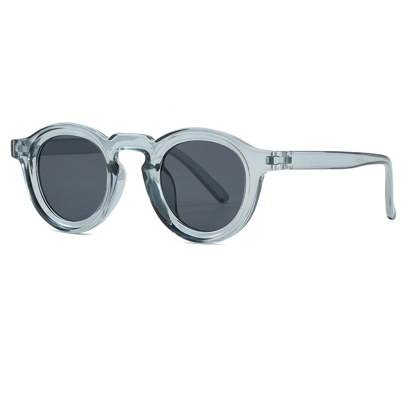 Damen modische runde Sonnenbrille mit transparentem Rahmen und UV-Schutz Karnz