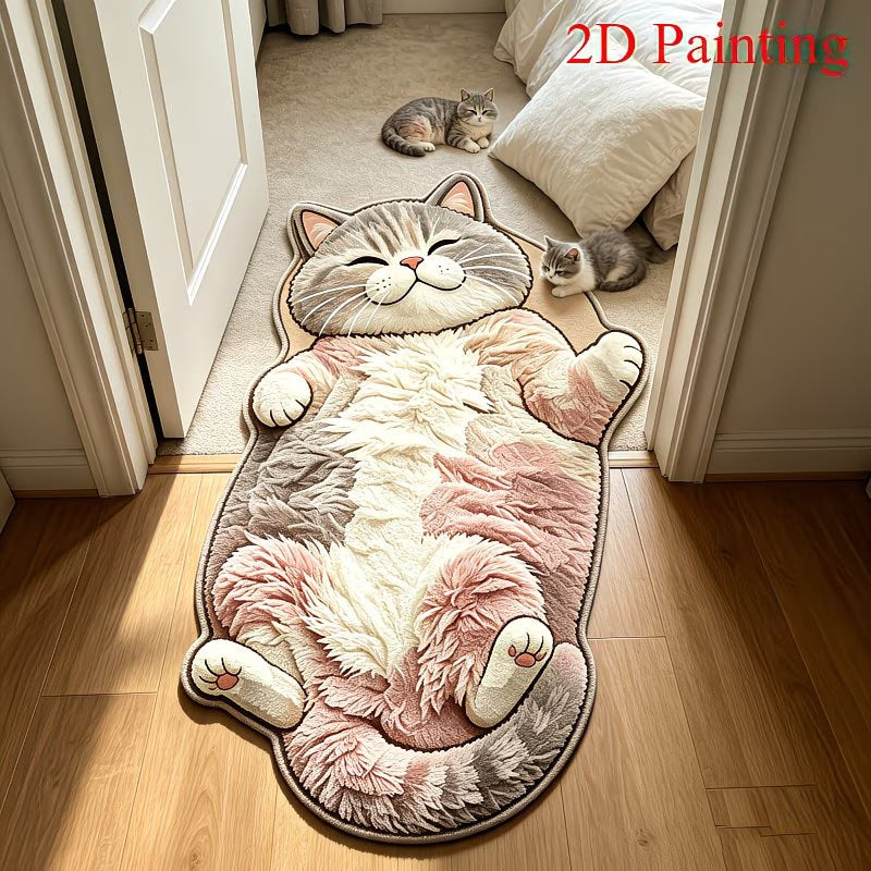 Niedlicher katzenförmiger Plüschteppich