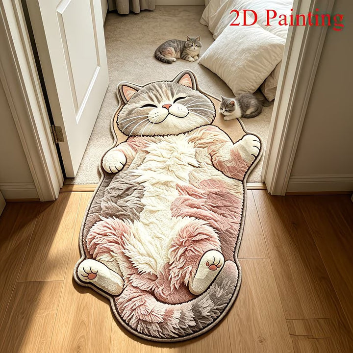 Niedlicher katzenförmiger Plüschteppich