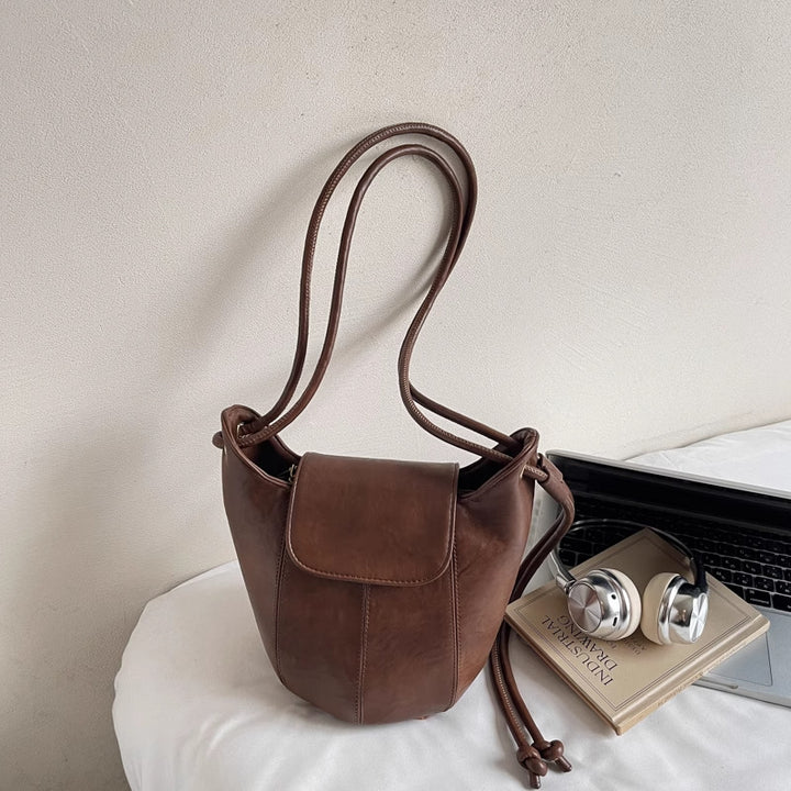 Vintage-inspirierte weiche Leder-Bucket Bag Karnz