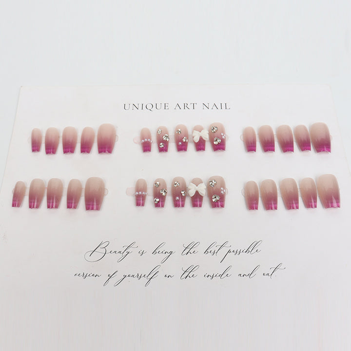 Glamouröse Ombre Dekorative Press-On Nagelset Karnz