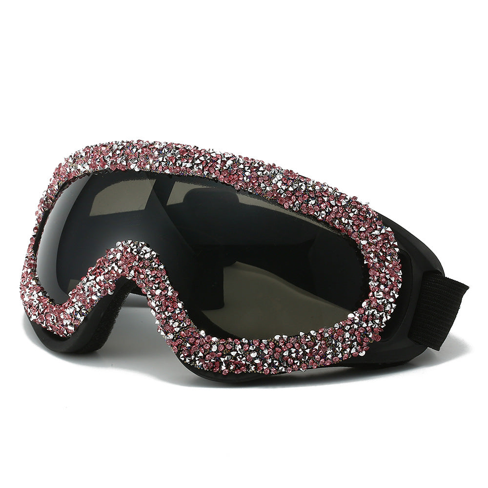Damen Sportliche Skibrille mit glamourösem Kristallbesatz Karnz