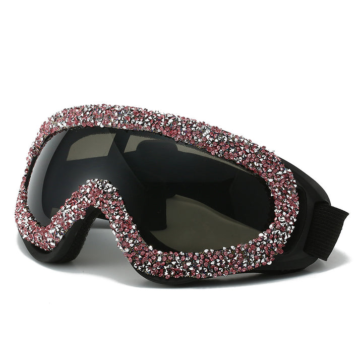 Damen Sportliche Skibrille mit glamourösem Kristallbesatz Karnz