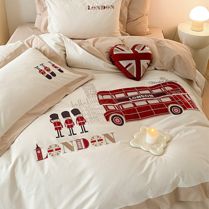 Kinder-Reise-theme Baumwoll-Percale Bettbezug Set