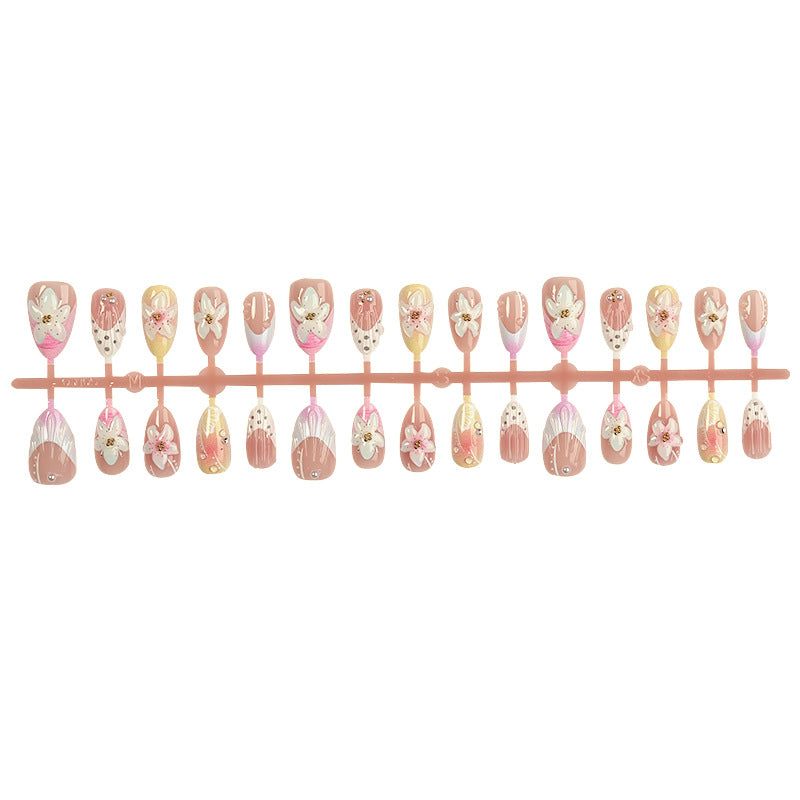 Dekoratives Blumen Press-On Nails Kunst Set Karnz