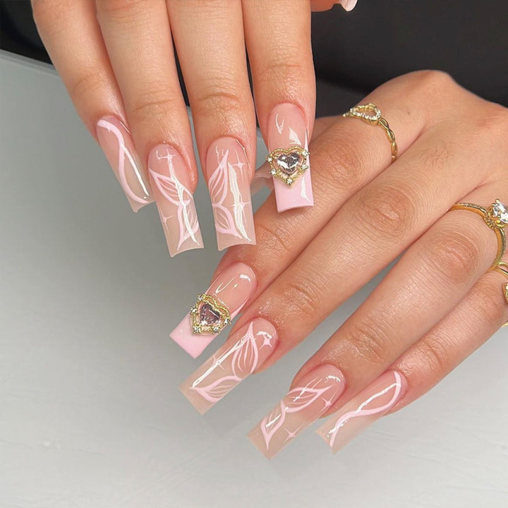 Glamouröse Glitzer-Stiletto Press-On Nägel Karnz