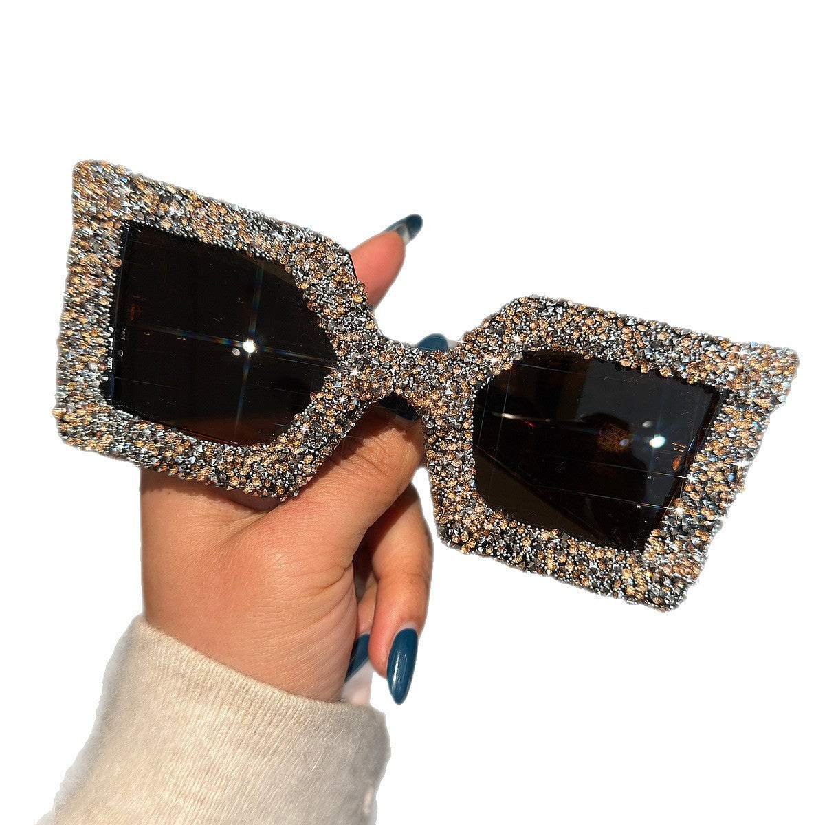 Damen Glamouröse Statement-Sonnenbrille mit strassverziertem Rahmen Karnz