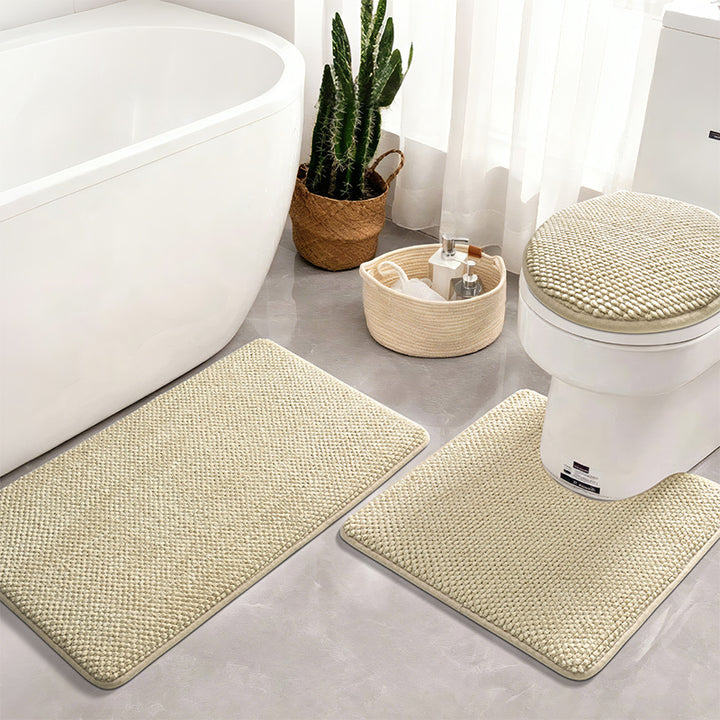 Strukturierte Badematte und Toilettensitzabdeckung Set