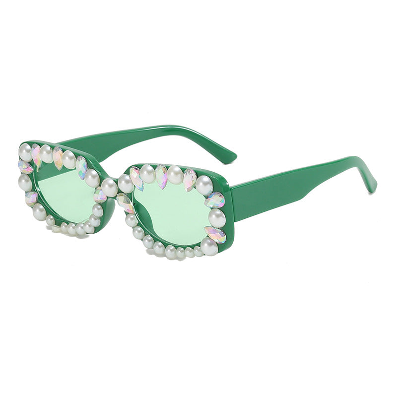 Damen elegante Sonnenbrille mit Perlenschmuck Karnz