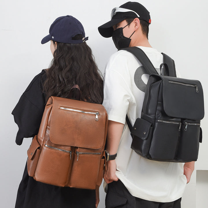 Stylische Mehrfach-Taschen Leder Rucksack Karnz