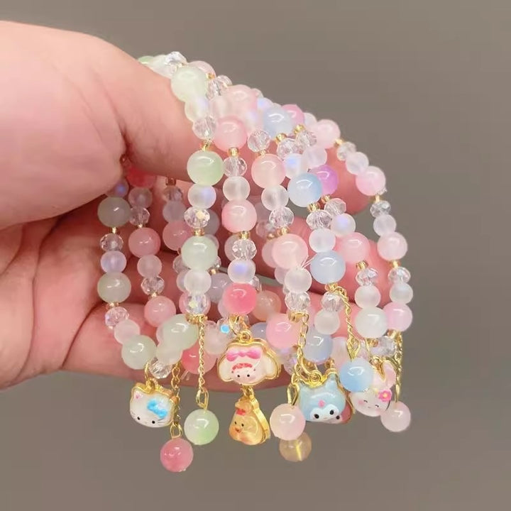Verspieltes Armband mit Bunten Glasperlen und Anhänger Karnz