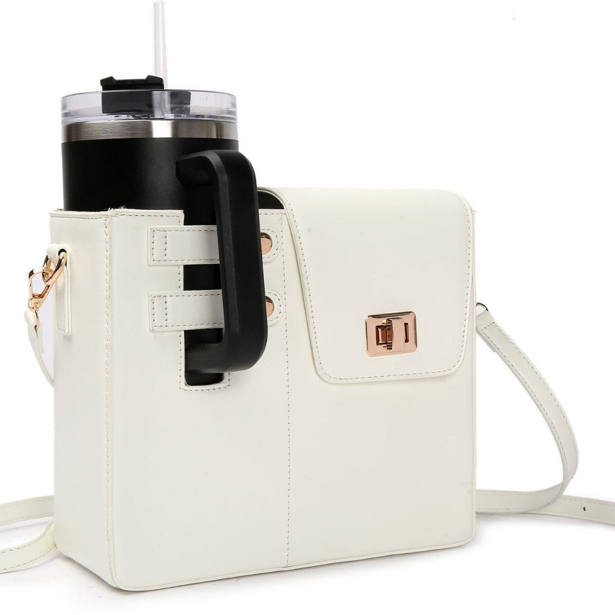 Damen modische Handtasche mit integrierter Trinkbecherhalterung Karnz