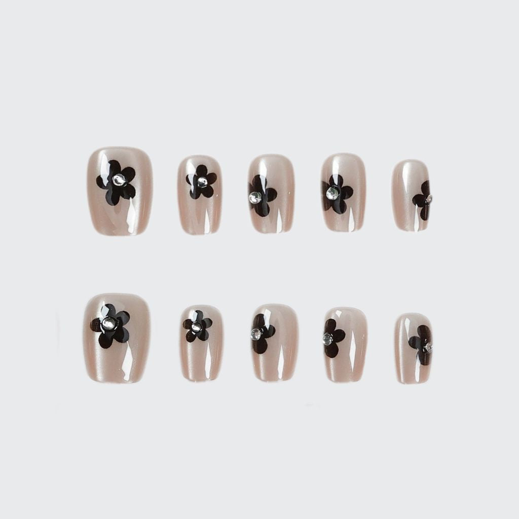 Floral Glitter Press-On Nail Art Karnz
