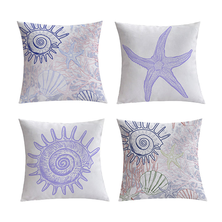 Quadratischer Dekorativer Kissenbezug mit maritimem Seestern‑Print aus pflegeleichtem Polyester Karnz