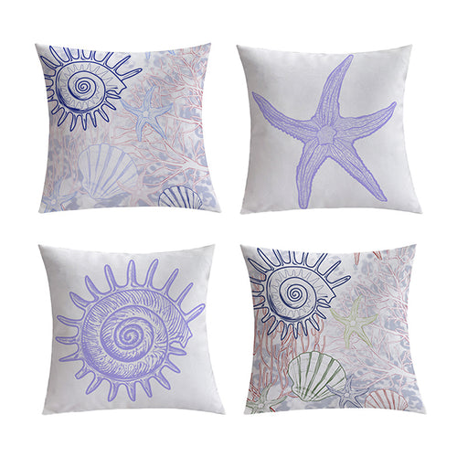 Quadratischer Dekorativer Kissenbezug mit maritimem Seestern‑Print aus pflegeleichtem Polyester Karnz
