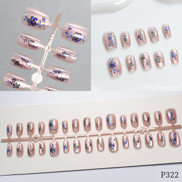 Blumenmuster Press-On Nagelspitzen Karnz