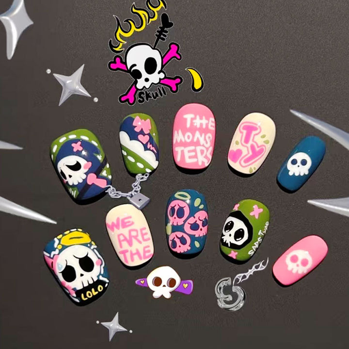 Künstlerisches Kaffee-inspiriertes Press-On Nagelkunst Set Karnz