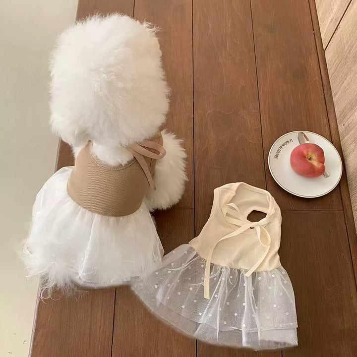 Pet Tüll Tutu Kleid Geschirr mit Rippoberteil und Schleife