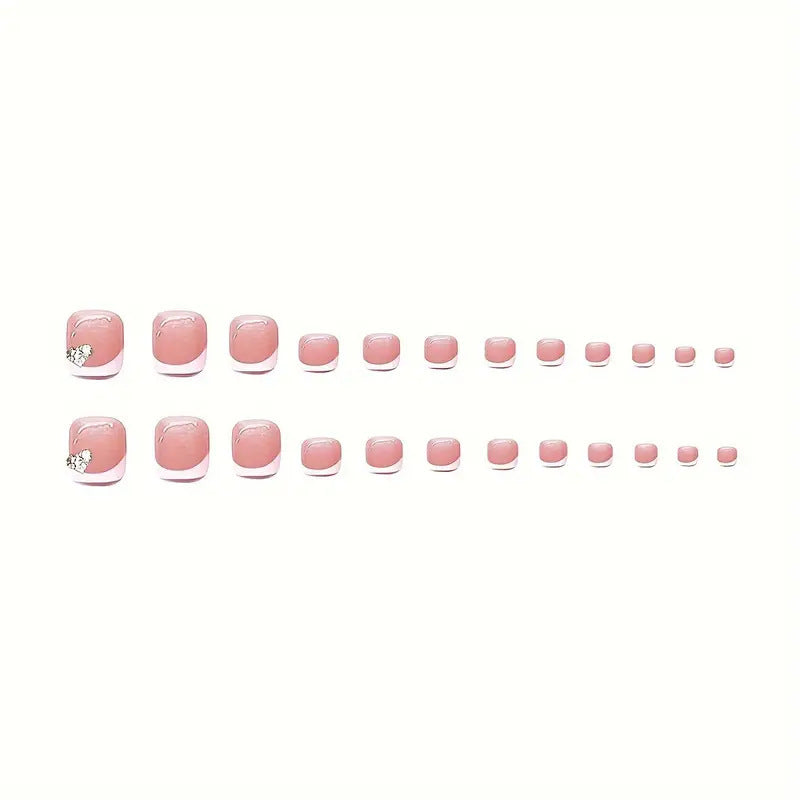 Stilvolles Press-On Nagelkunst-Set mit Strassakzenten Karnz