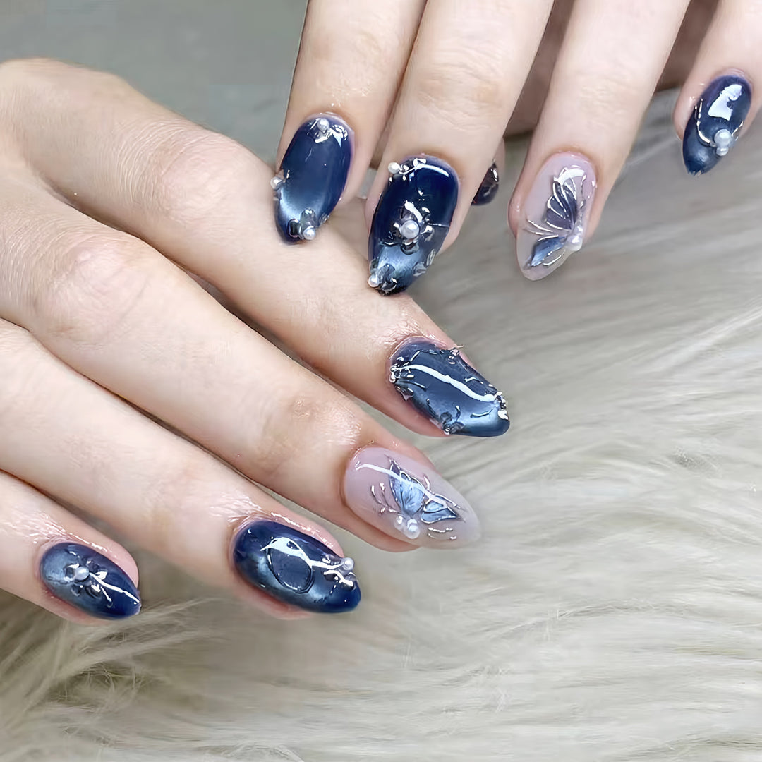 Dekorative Blumengelenk-Press-On-Nagel-Set