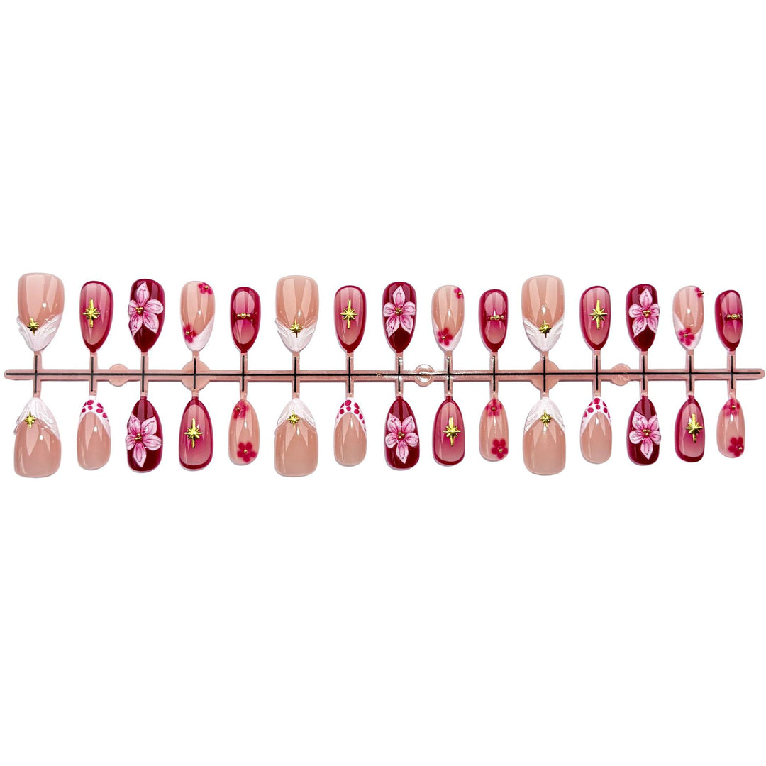 Blumen-verzierte Press-On Nail Set 1790746068