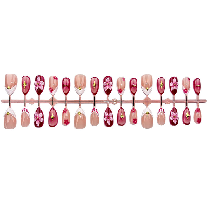 Blumen-verzierte Press-On Nail Set 1790746068