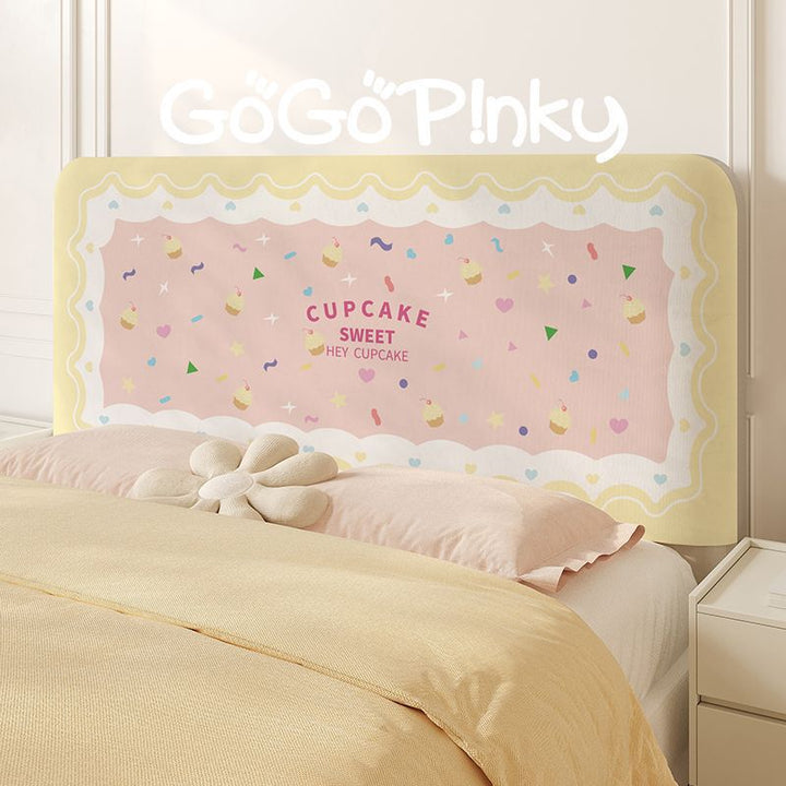 Padded Decorative Cupcake Headboard Cover with Scalloped Frame and Soft Upholstery