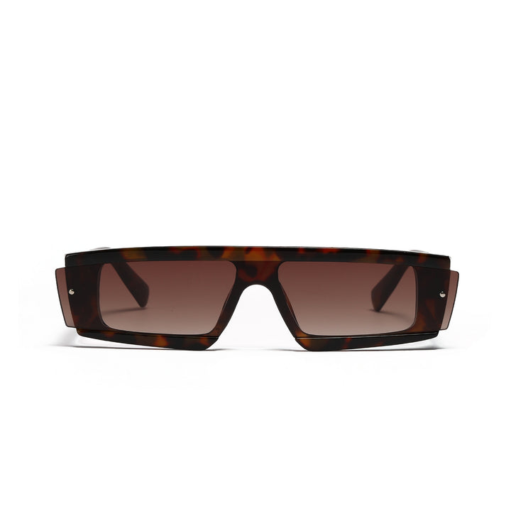 Damen oversized rechteckige Sonnenbrille mit modischem Schildpatt-Design Karnz