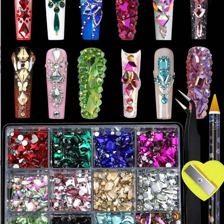Dekoratives Nagelkunst Strass Kit
