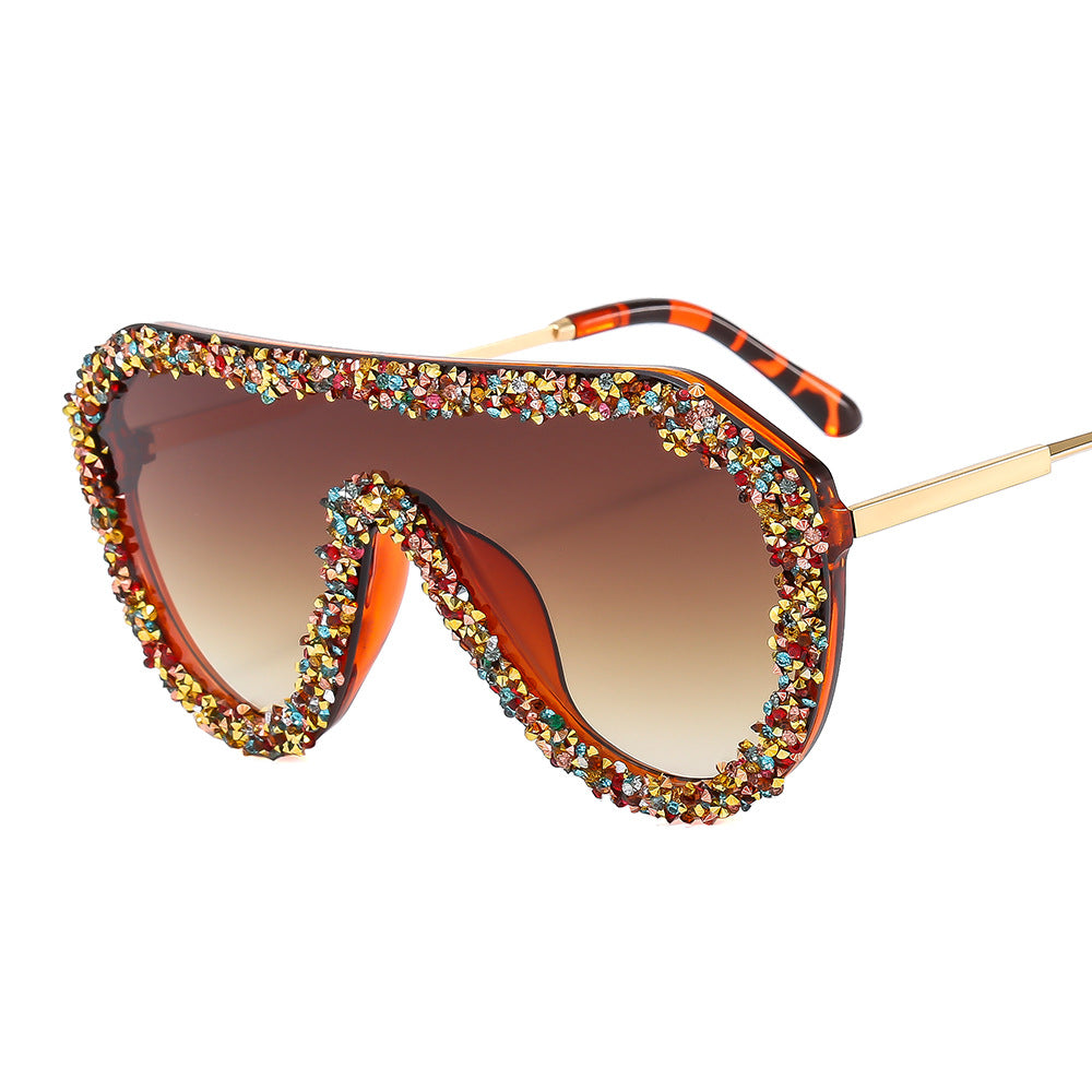 Damen extravagante Oversized-Sonnenbrille mit Glamour-Rahmen Karnz