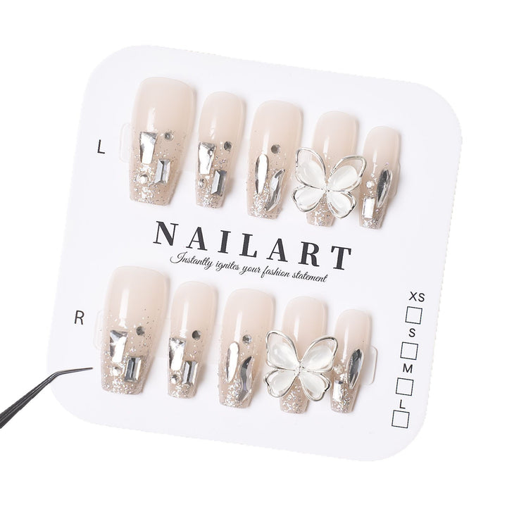 Dekoratives Schmetterlings-inspiriertes Press-On Nagelkunstset Karnz
