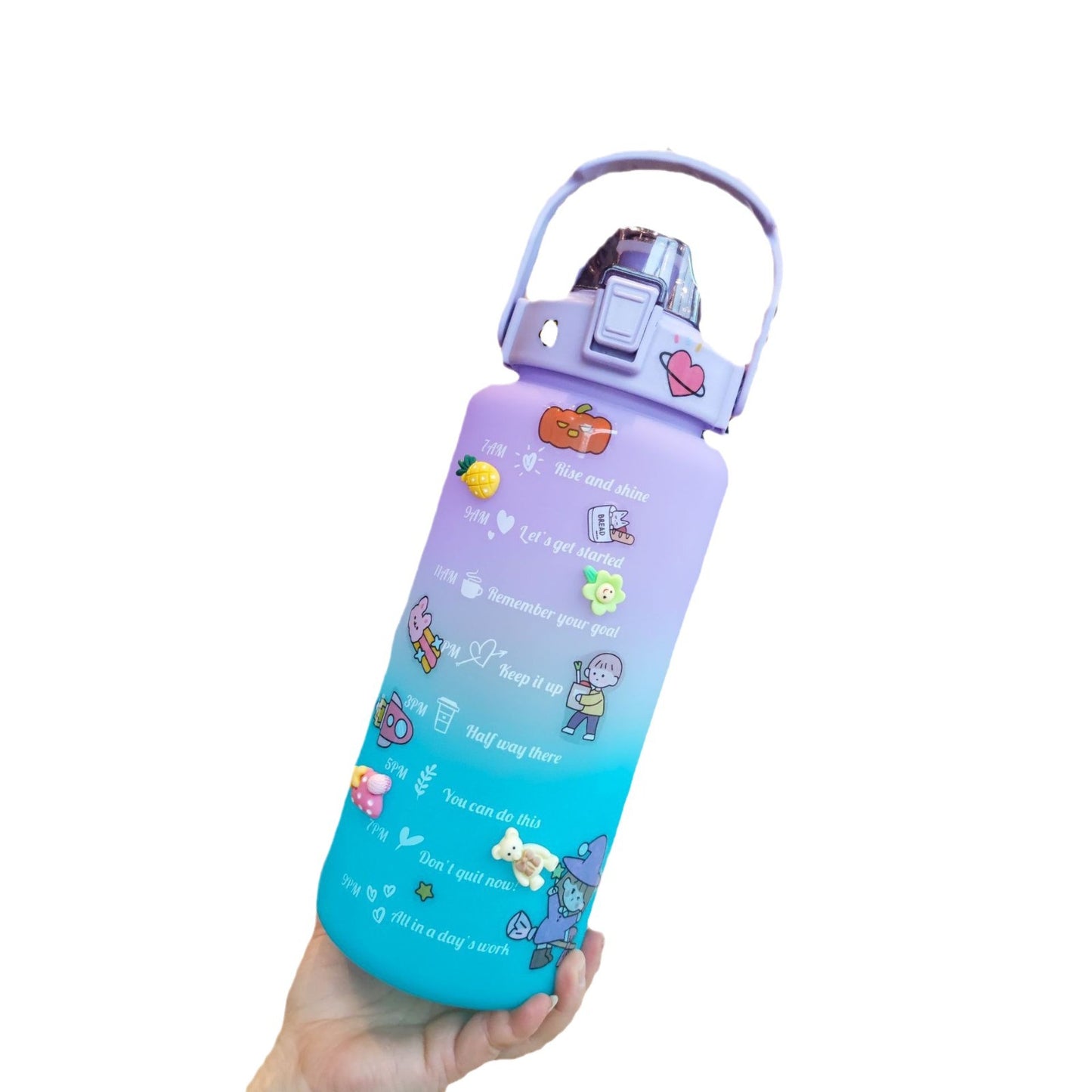 Damen Motivierende Trinkflasche mit interaktivem Sticker-Set Karnz