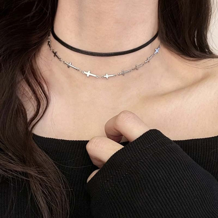 Verstellbare Leder Choker-Halskette Karnz