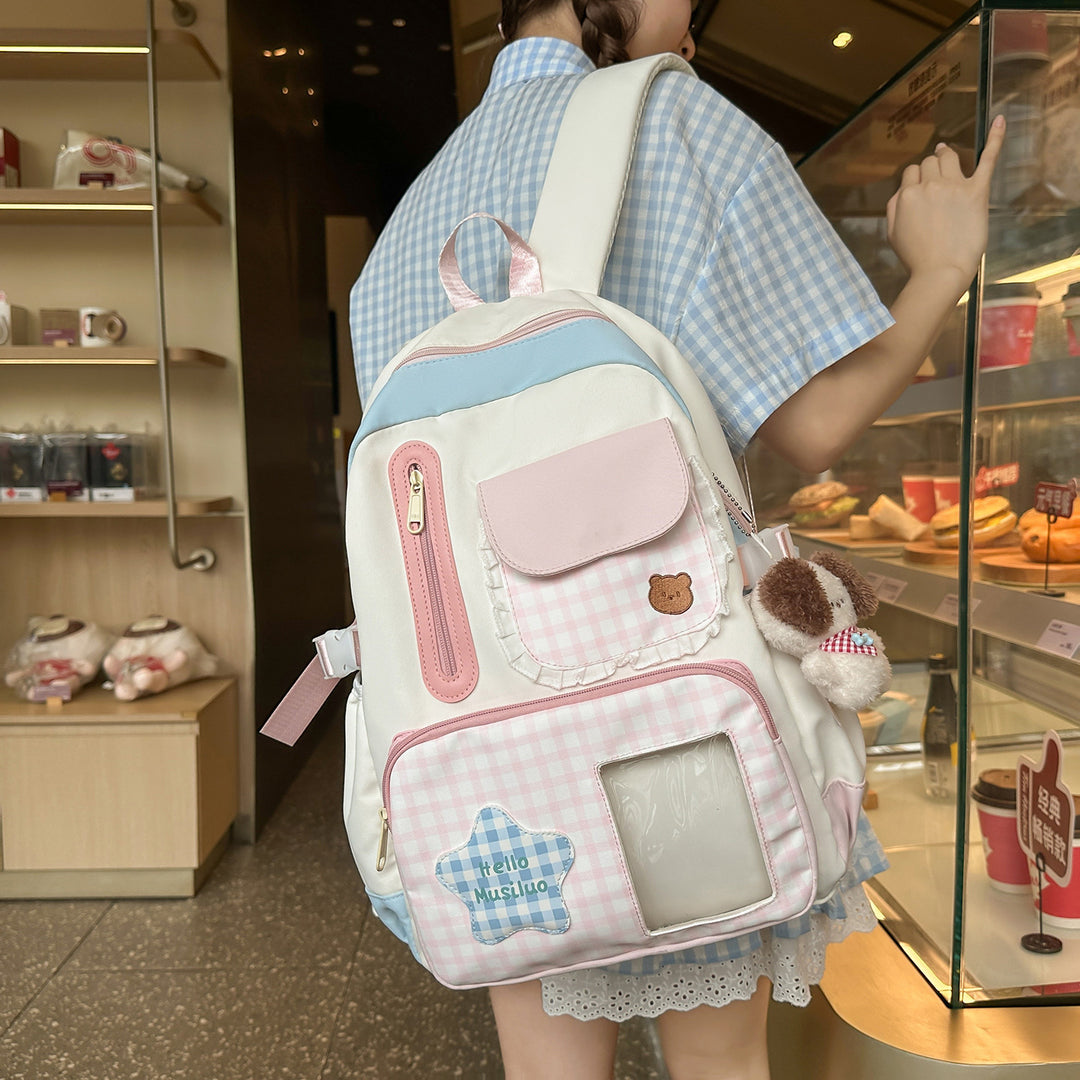 Stilvolles Gingham-Druck-Rucksack Karnz