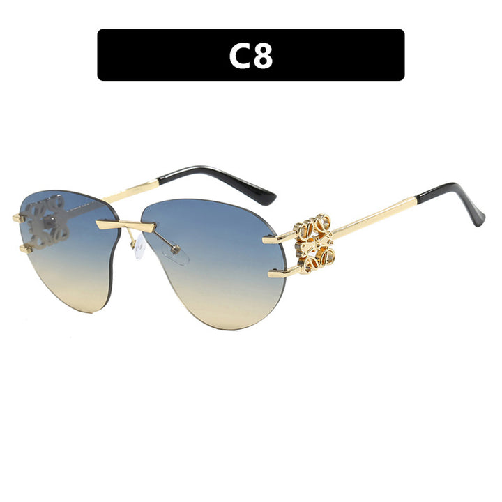 Damen modische Sonnenbrille im eleganten Aviator-Stil mit Kunststeindetails Karnz