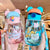 Damen Verspielte Kindertrinkflasche mit integriertem Strohhalm Karnz