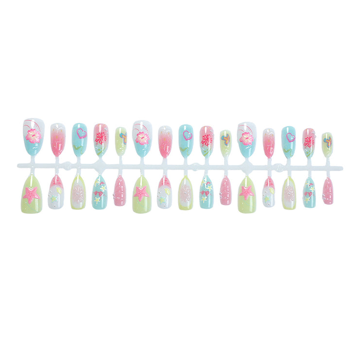 Künstlerisches sommerliches Press-On Nagelset