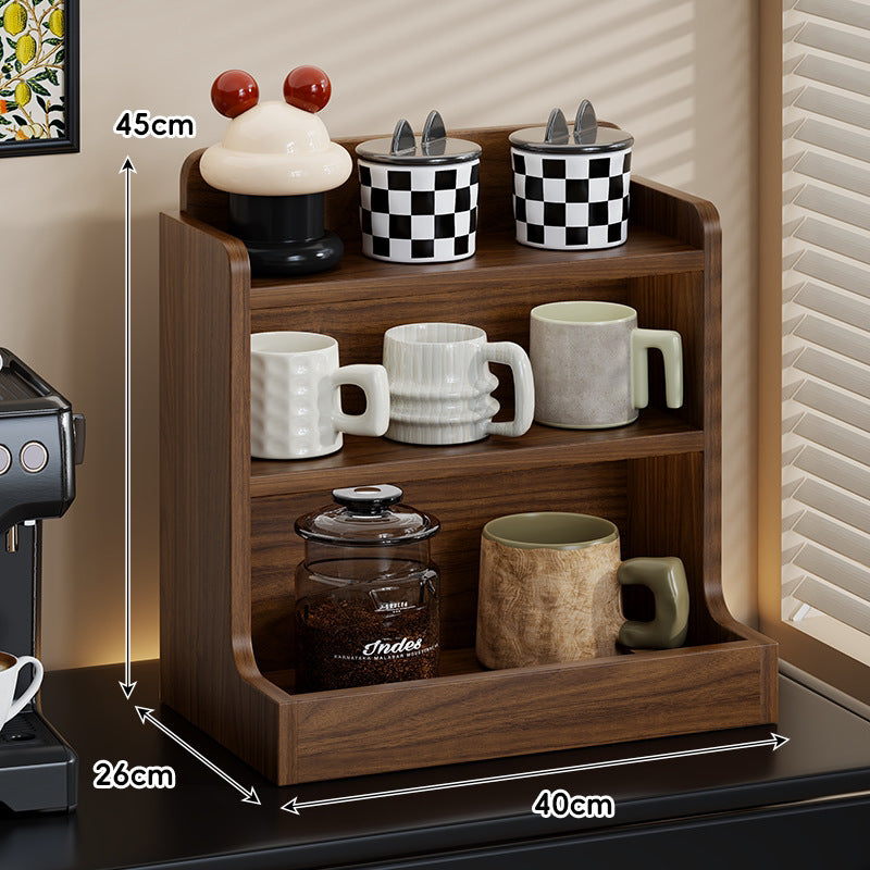 Theke Holz Kaffee Station Organizer Regal mit Drei-Tier Becher und Behälter Aufbewahrung