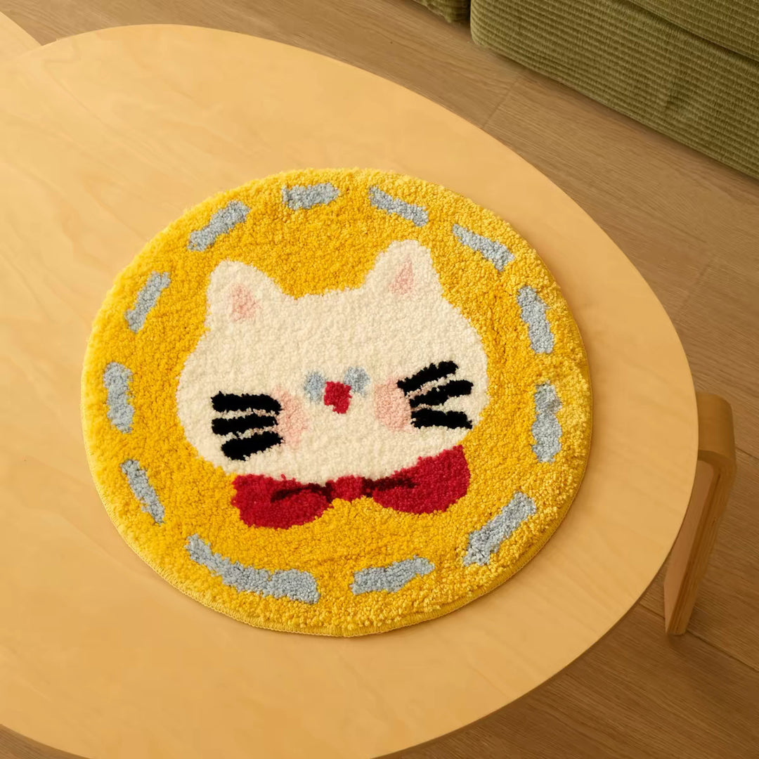 Runder Plüsch-Tufted Katzen-Gesicht Akzent Teppich