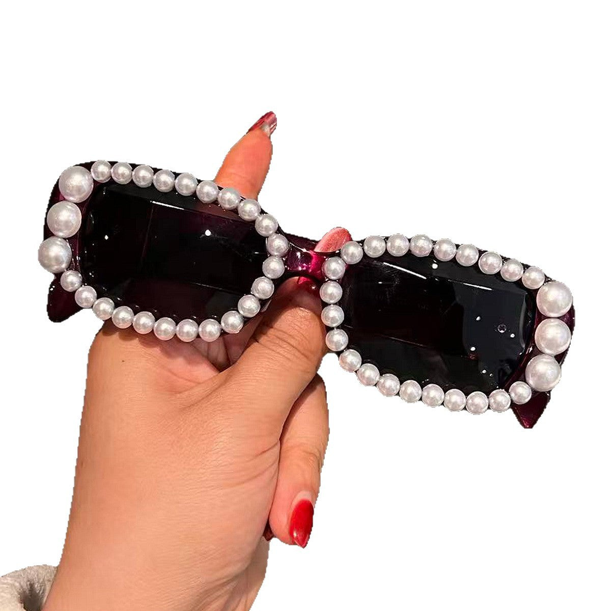 Damen modische Sonnenbrille mit luxuriösem Perlenrahmen Karnz