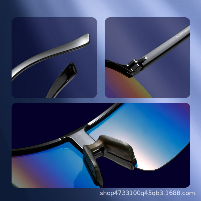Damen Sportliche Sonnenbrille mit breitem Rahmen und integriertem UV-Schutz Karnz