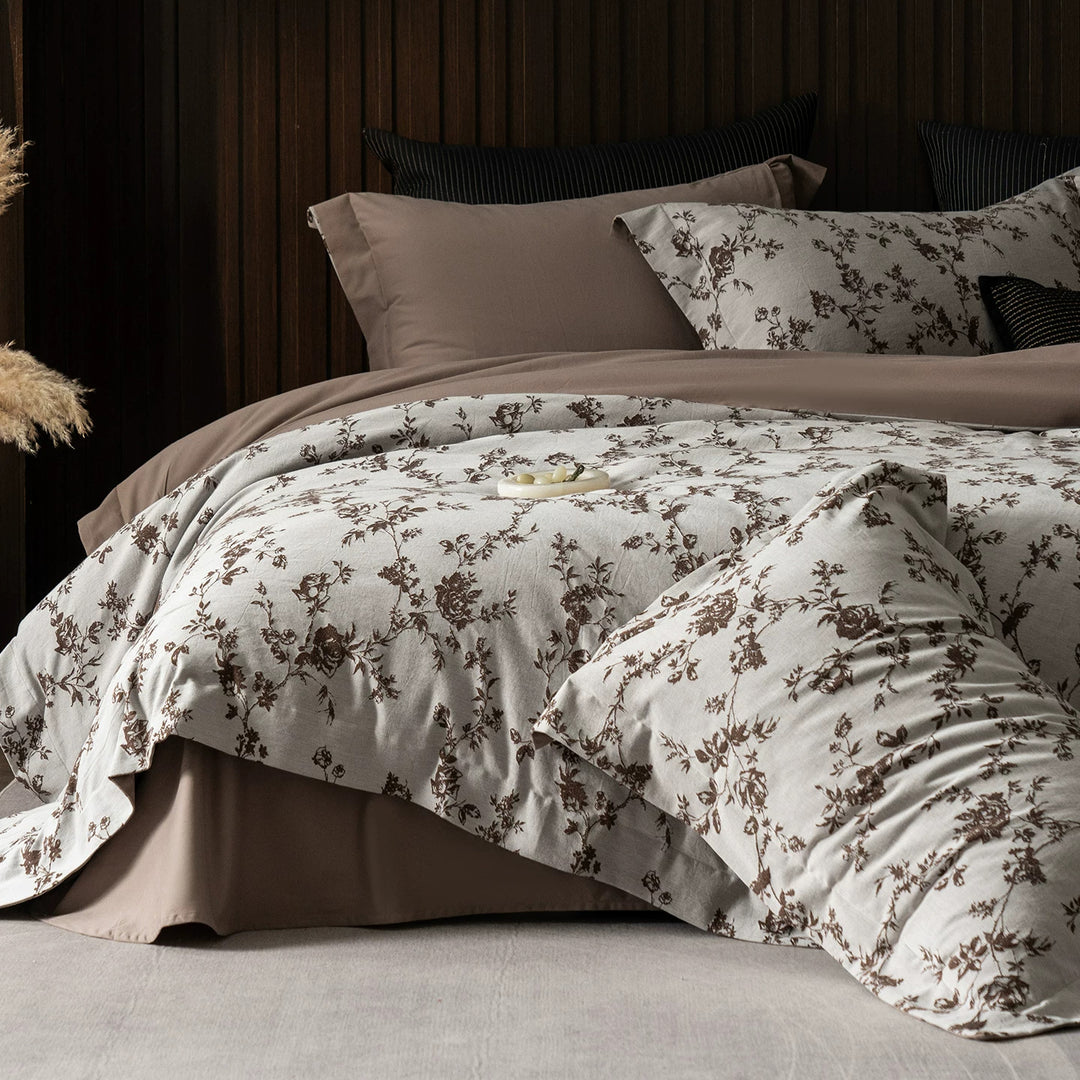 Luxus Baumwollsatin Wendebettbezug Set mit scrollendem Jacquarddruck und maßgeschneideter Säume