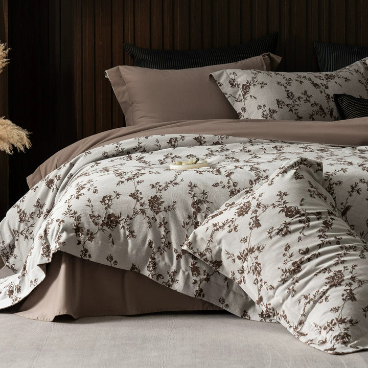 Luxus Baumwollsatin Wendebettbezug Set mit scrollendem Jacquarddruck und maßgeschneideter Säume