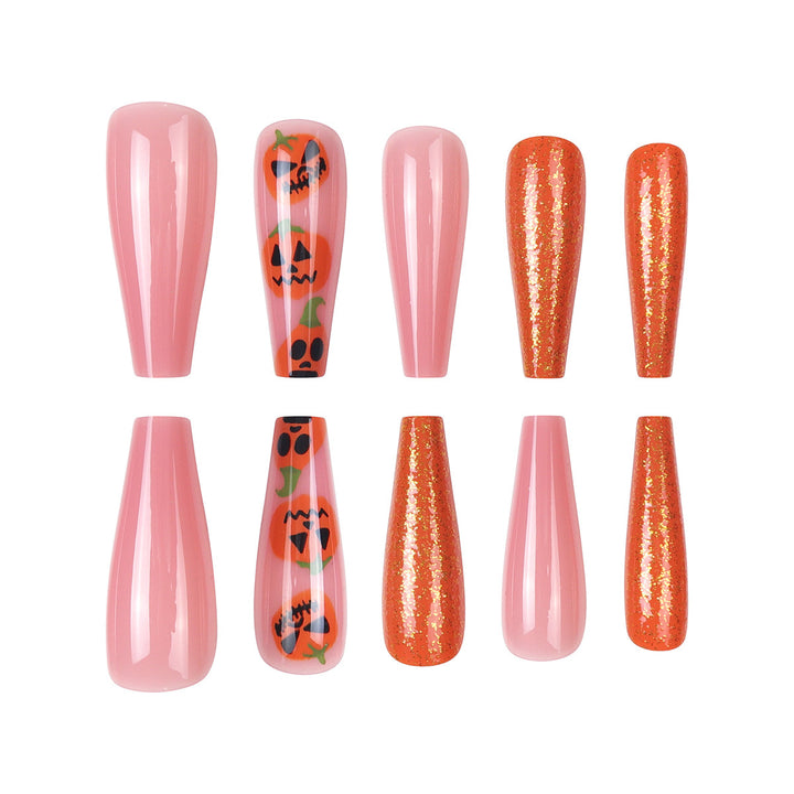 Kürbis-Themen Stiletto Nagelkunst Extensions Karnz