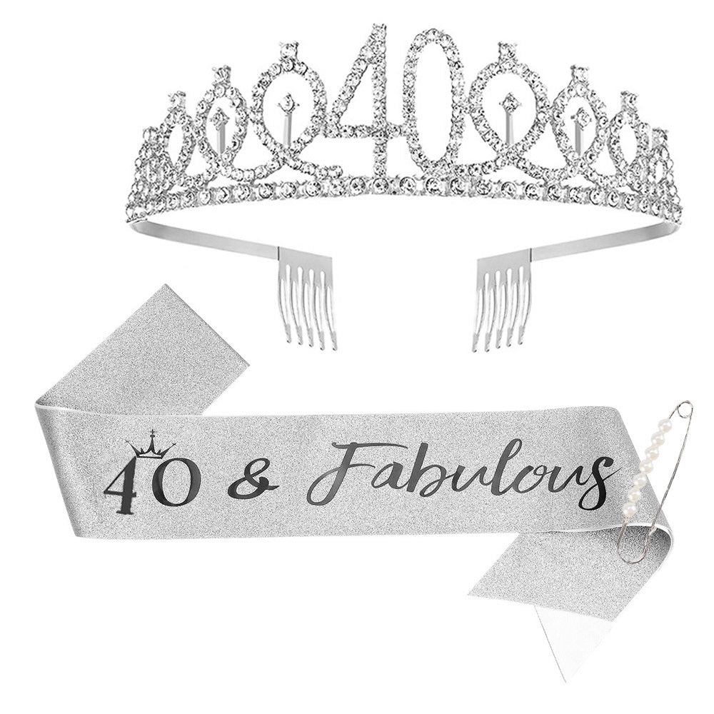 Damen Glitzernde Tiara mit personalisiertem 80. Geburtstagsschriftzug Karnz