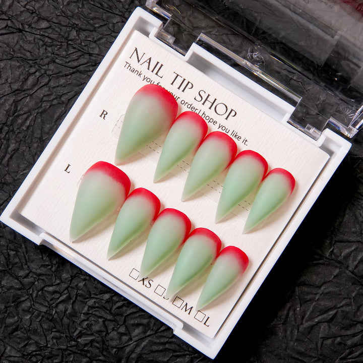 Stiletto Press-On Nail Set mit Ombre-Spitzen-Design