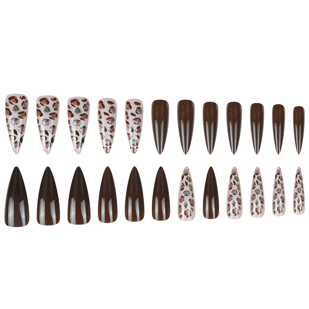 Stiletto Press-On Nail Set mit Leopardenakzentdesign Karnz